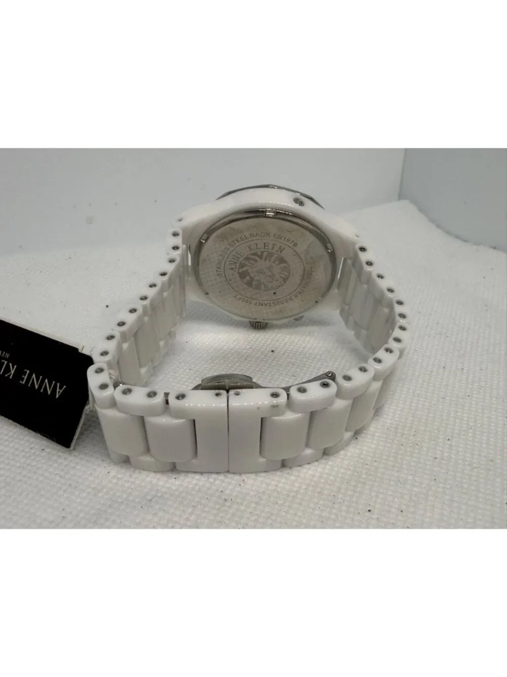 Anne Klein 12/1979WMWB Women's 40mm White Ceramic MOP Dial Swiss Quartz Watch